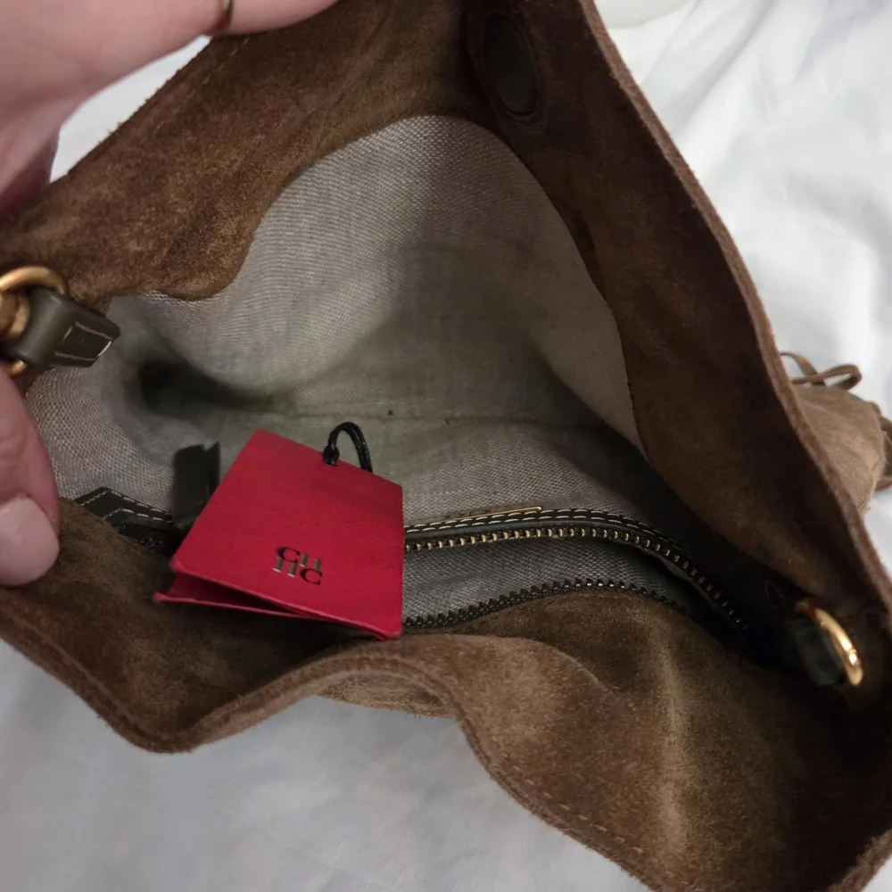 Carolina Herrera Brown Suede Fringe Crossbody Bag - Picture 3 of 9